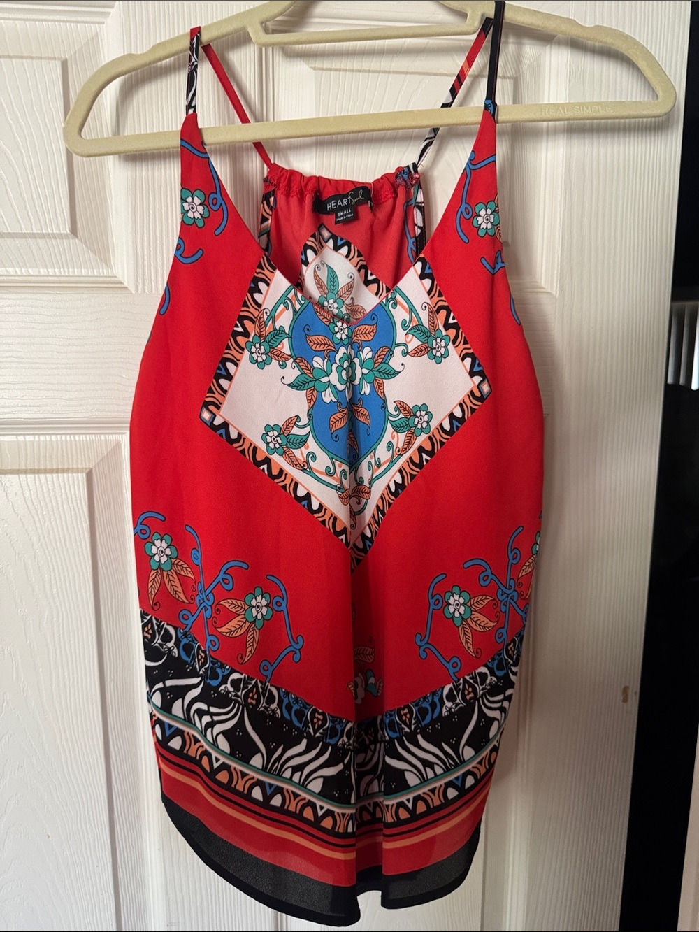 HeartSoul Red Floral-Print Spaghetti-Strap Camisole